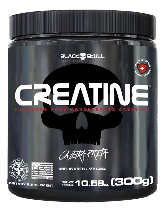 Suplemento Em Pó Creatina 300g Pura Black Skull Sem Sabor
