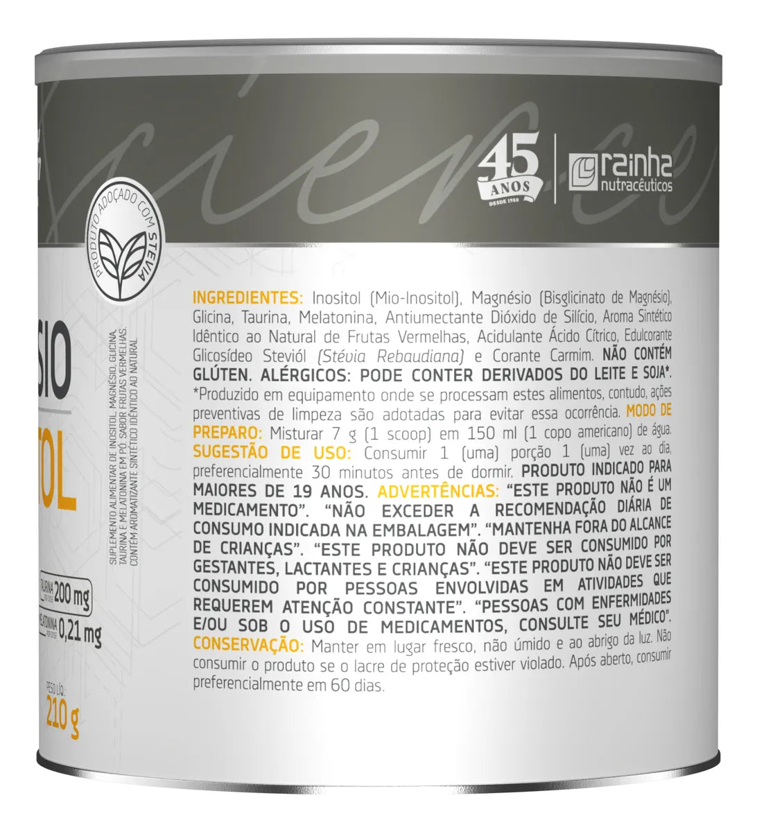 Suplemento Magnésio E Inositol 210g Bodyaction